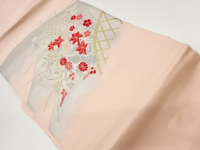 JAPANESE NAGOYA OBI / WOVEN AUTUMN FLOWERS